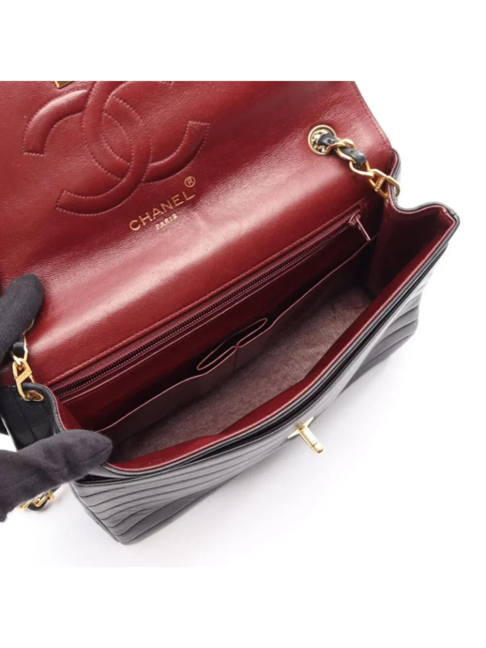 Chanel Shoulder Bag Mademoiselle Black Lambskin Chain